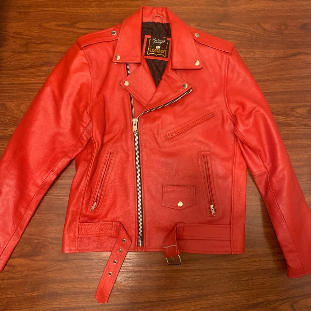 Reclaimed Vintage Red leather jacket. Size M Only worn a few times